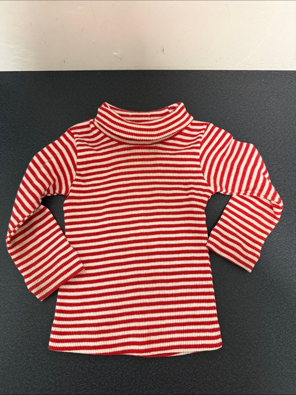 healthtex Red and Cream Striped Turtleneck Long Sleeve Tee 1970’s